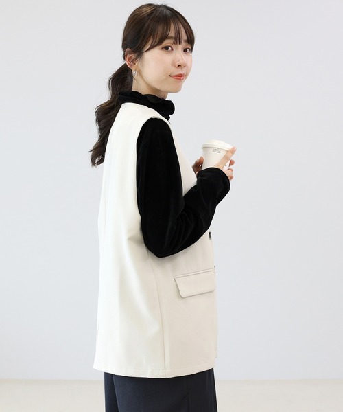 Aletta vita ベスト ジレ ノーカラーVネックベスト レディース