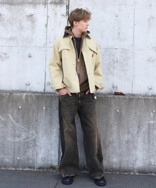 JieDa（ジエダ） カバーオール 「JieDa」LEATHER COLLAR FADE COVERALL