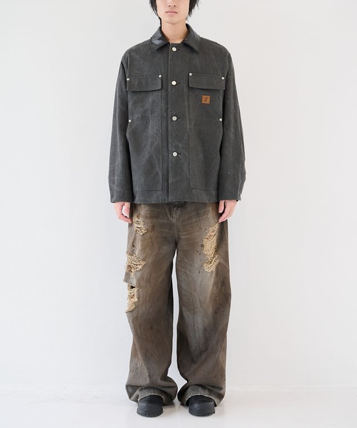 JieDa（ジエダ） カバーオール 「JieDa」LEATHER COLLAR FADE COVERALL