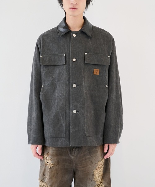 カバーオール 「JieDa」LEATHER COLLAR FADE COVERALL メンズの画像
