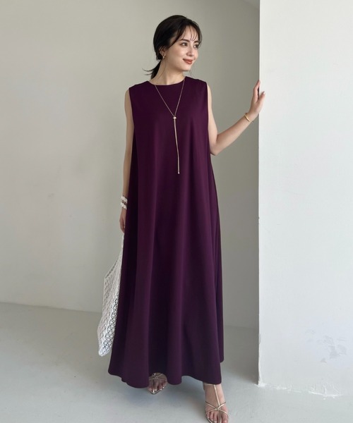 「anuans」 ノースリーブワンピース FREE ブラック レディース_画像2