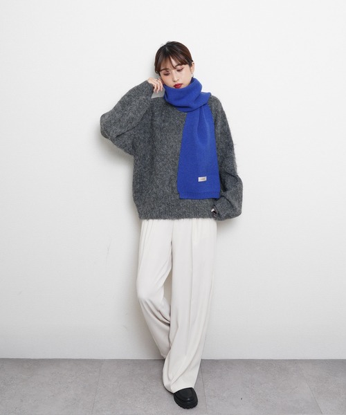 マフラー ストール ソリッドニットマフラー レディース メンズ