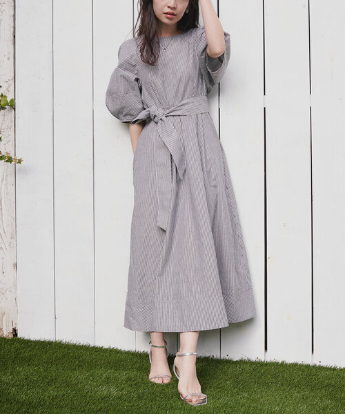 「natural couture」 半袖ワンピース LARGE グレー レディース_画像8