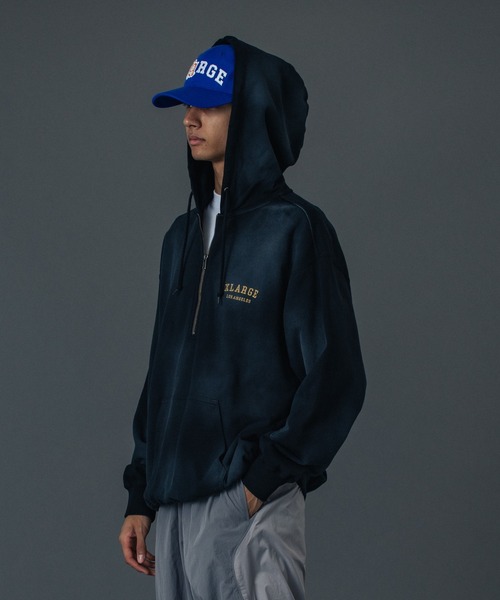 XLARGE 1991年製 ネイビー ジップアップパーカー XLARGE（エクストラ ラージ） 全2色 パーカー PATCHWORK PULLOVER