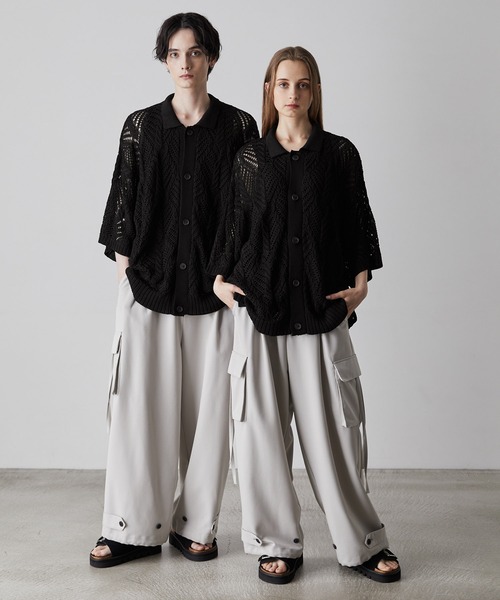 「CLEL」 ニットカーディガン S ブラック メンズ_画像4