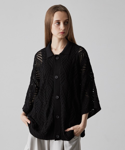 「CLEL」 ニットカーディガン S ブラック メンズ_画像6