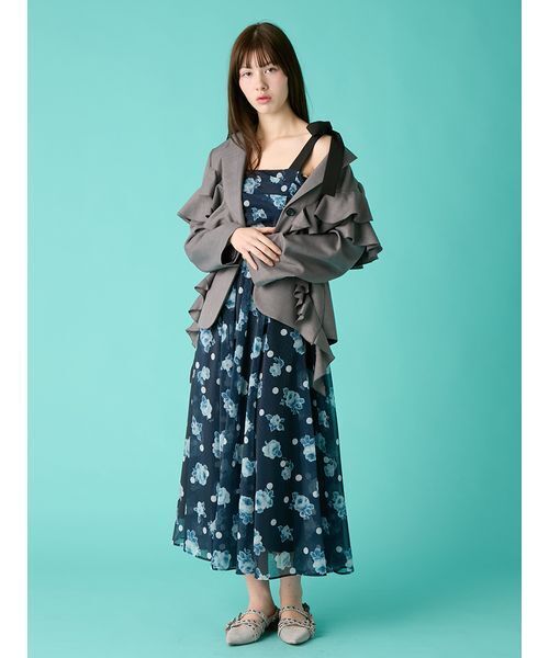 【新品未使用タグ付】FURFUR　フラワーカシュクールワンピース FURFUR（ファーファー） ワンピース ぼかしフラワープリントワンピース