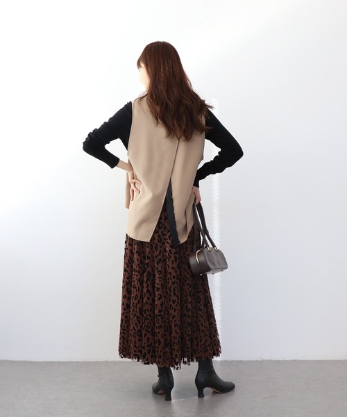 Jines（ジネス） ロング スカート レオパードチュールスカート