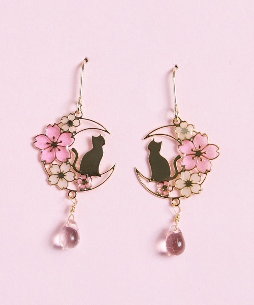 gargle(ガーグル) ピアス ガーグル:SAKURAシリーズ ネコと夜桜 gargle(ガーグル) ピアス ガーグル:SAKURAシリーズ ネコと夜桜