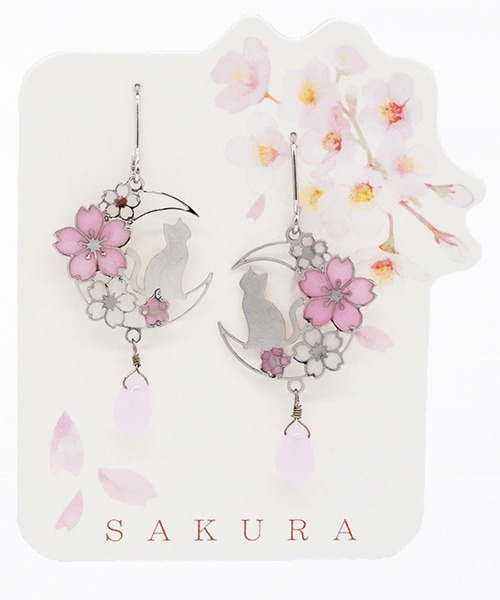 gargle（ガーグル） ピアス ガーグル：SAKURAシリーズ ネコと夜桜