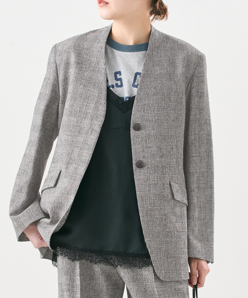 JOURNAL STANDARD グレー セットアップ ノーカラージャケット グレー
