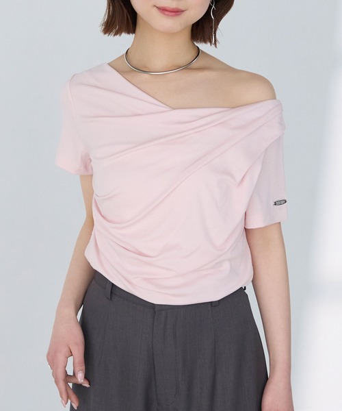 Elishe tシャツ 半袖 ドレープアシメトップス レディース : ZOZOTOWN 