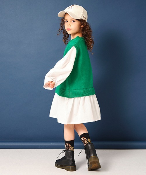 「X-girl Stages」 「KIDS」長袖ワンピース 130cm グリーン キッズ_画像5