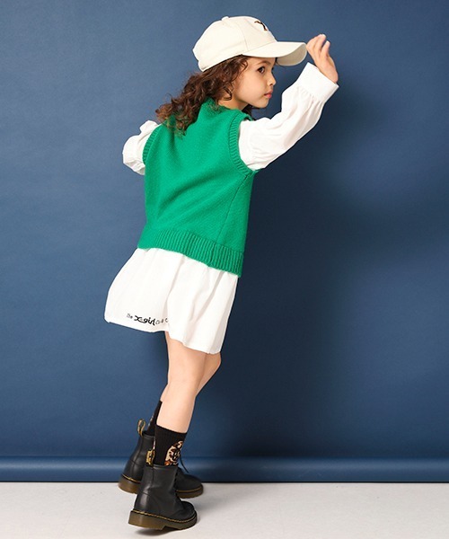 「X-girl Stages」 「KIDS」長袖ワンピース 130cm グリーン キッズ_画像6