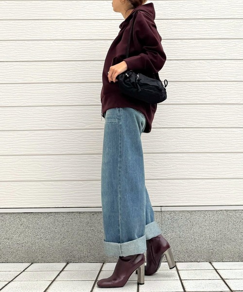 「Q」 ジップアップパーカー MEDIUM ブラック レディース_画像3