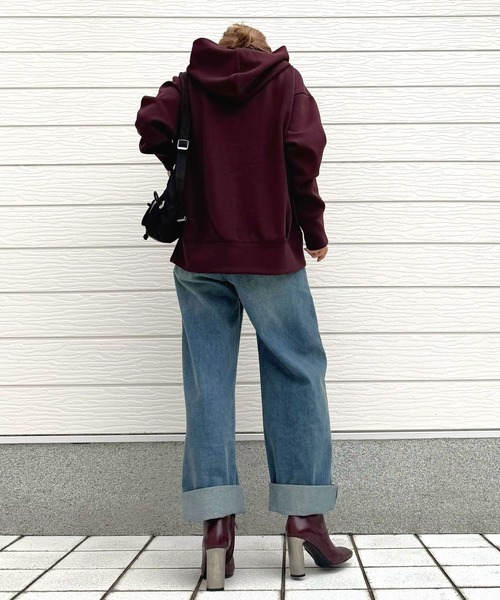 「Q」 ジップアップパーカー MEDIUM ブラック レディース_画像4