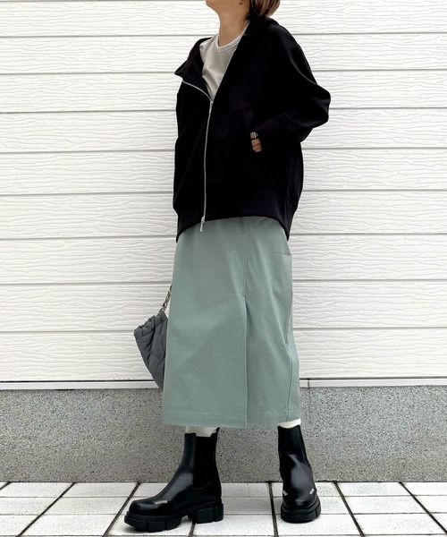 「Q」 ジップアップパーカー MEDIUM ブラック レディース_画像6