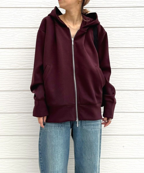 「Q」 ジップアップパーカー MEDIUM ブラック レディース_画像9