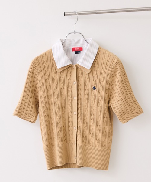 カーディガン 「POLO BCS」VIS別注ケーブルドッキング衿付きカーディガン レディースの画像