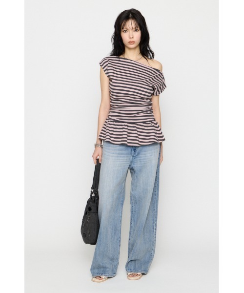 LAGUA GEM(ラグアジェム) tシャツ BORDER DRAPE FRILL チュニック LAGUA GEM(ラグアジェム) tシャツ BORDER DRAPE FRILL チュニック