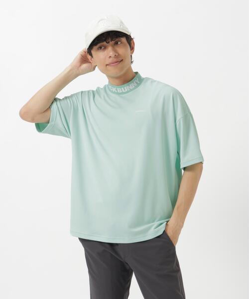 4サイズM グリーン メンズ モックネック 半袖 ジャックバニー ゴルフウエア Jack Bunny!!（ジャックバニー） tシャツ 「Jack Bunny!!」ロゴ
