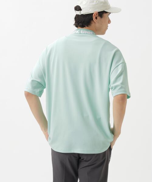Jack Bunny!! ロゴジャガード 半袖ハーフジップカットソー グリーン Jack Bunny!!（ジャックバニー） tシャツ 「Jack Bunny!!」ロゴ