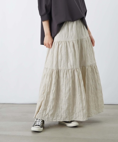 PLEATS PLEASE ロングスカート スカラップ ティアード サイズ5 LADY LUCK LUCA（レディラックルカ） ロング スカート LC/LLL