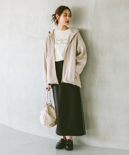 「GLOBAL WORK」 ジップアップパーカー LARGE ブラック レディース_画像2