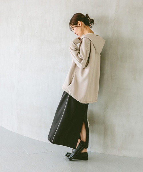 「GLOBAL WORK」 ジップアップパーカー LARGE ブラック レディース_画像3