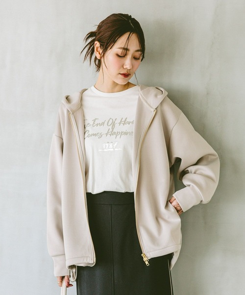 「GLOBAL WORK」 ジップアップパーカー LARGE ブラック レディース_画像5