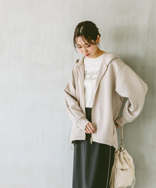 「GLOBAL WORK」 ジップアップパーカー LARGE ブラック レディース_画像6
