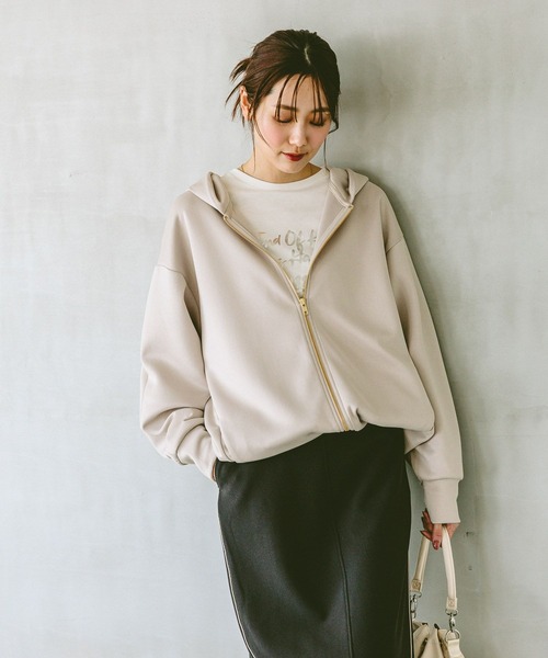 「GLOBAL WORK」 ジップアップパーカー LARGE ブラック レディース_画像7