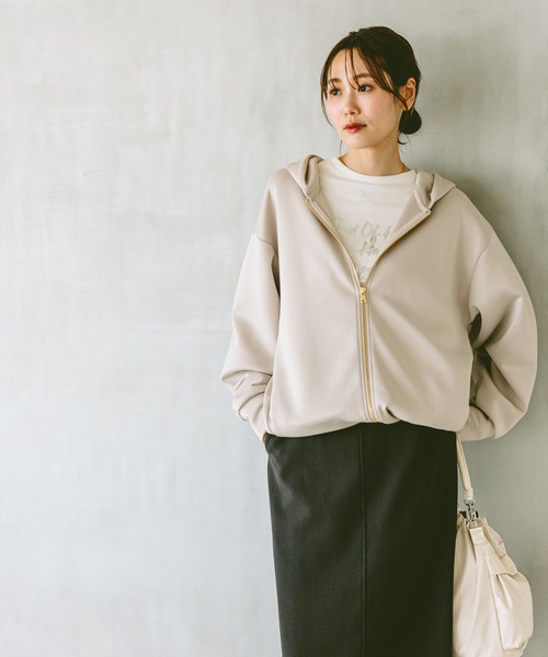 「GLOBAL WORK」 ジップアップパーカー LARGE ブラック レディース_画像8