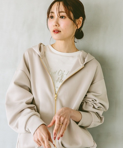 「GLOBAL WORK」 ジップアップパーカー LARGE ブラック レディース_画像9