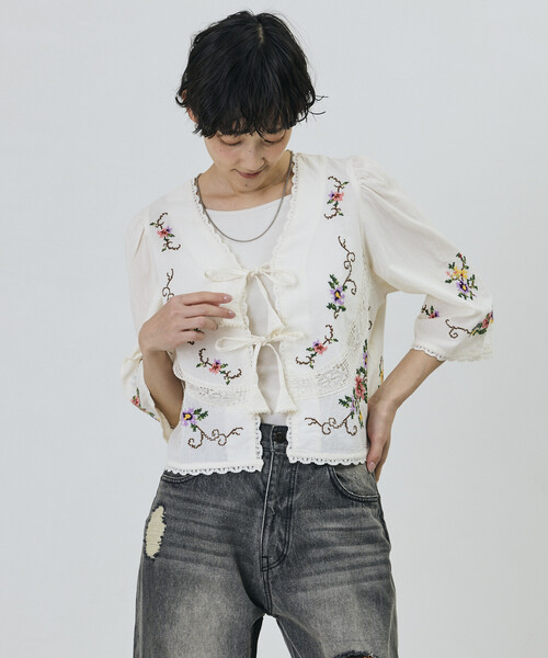 「Freada」 7分袖ブラウス ONE SIZE ブラック レディース_画像3