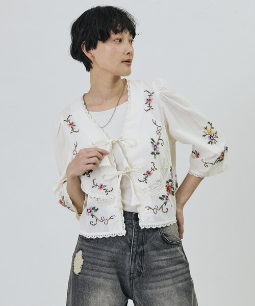 「Freada」 7分袖ブラウス ONE SIZE ブラック レディース_画像4