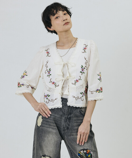 「Freada」 7分袖ブラウス ONE SIZE ブラック レディース_画像5