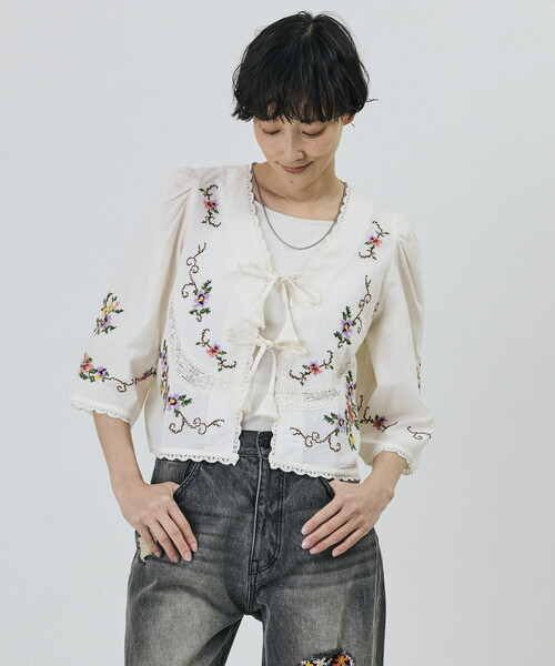 「Freada」 7分袖ブラウス ONE SIZE ブラック レディース_画像6