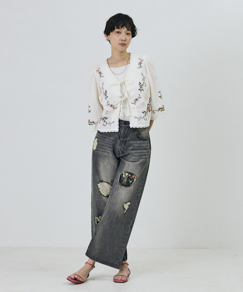 「Freada」 7分袖ブラウス ONE SIZE ブラック レディース_画像8