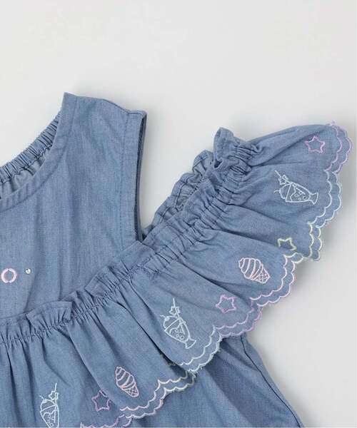 ワンピース カットワーク刺しゅう　2way肩開きデニムワンピース「接触冷感」 キッズ 子供服 女の子 | mezzo piano | 08