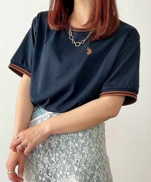 「U.S. POLO ASSN.」 半袖Tシャツ MEDIUM ベージュ レディース_画像3