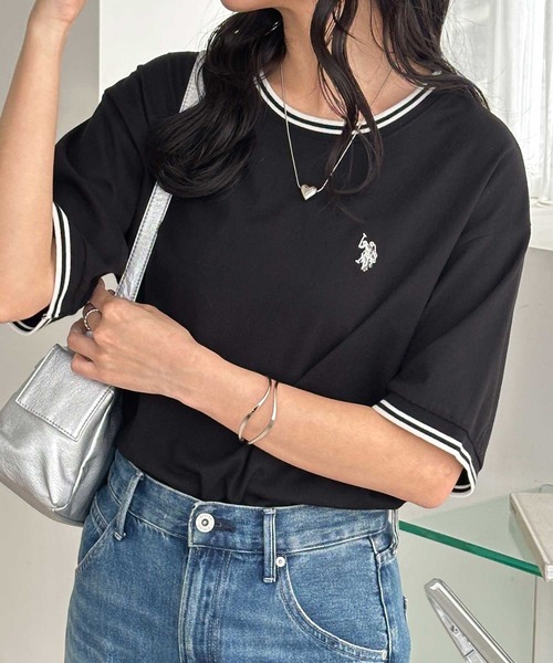 「U.S. POLO ASSN.」 半袖Tシャツ MEDIUM ベージュ レディース_画像6