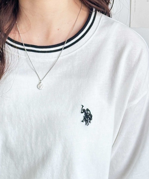 「U.S. POLO ASSN.」 半袖Tシャツ MEDIUM ベージュ レディース_画像7