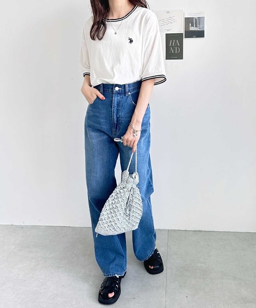 「U.S. POLO ASSN.」 半袖Tシャツ MEDIUM ベージュ レディース_画像8