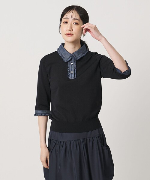 ユナイテッドアローズポロニットネイビー UNITED ARROWS（ユナイテッドアローズ） ニット セーター 六分袖