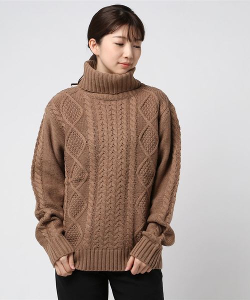 ケーブルニット タートルネック これでも良い方へ ニット セーター ケーブルタートルネックニット レディース メンズ