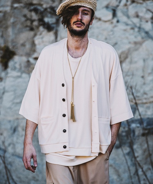 NO ID.（ノーアイディー） カーディガン 「NO ID.」Rib Half Sleeve V 
