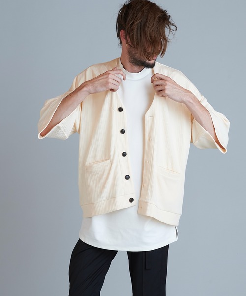 NO ID.（ノーアイディー） カーディガン 「NO ID.」Rib Half Sleeve V 