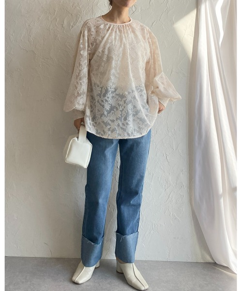 She's Closet ブラウス シャツ ボリュームスリーブ長袖花柄