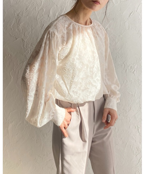 She's Closet ブラウス シャツ ボリュームスリーブ長袖花柄